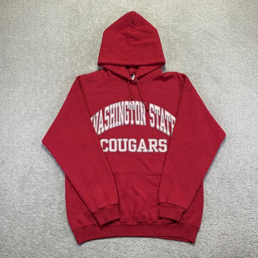 VINTAGE Washington‎ State Cougars Hoodie Size Large Red TNT WSU NCAA Collegiate